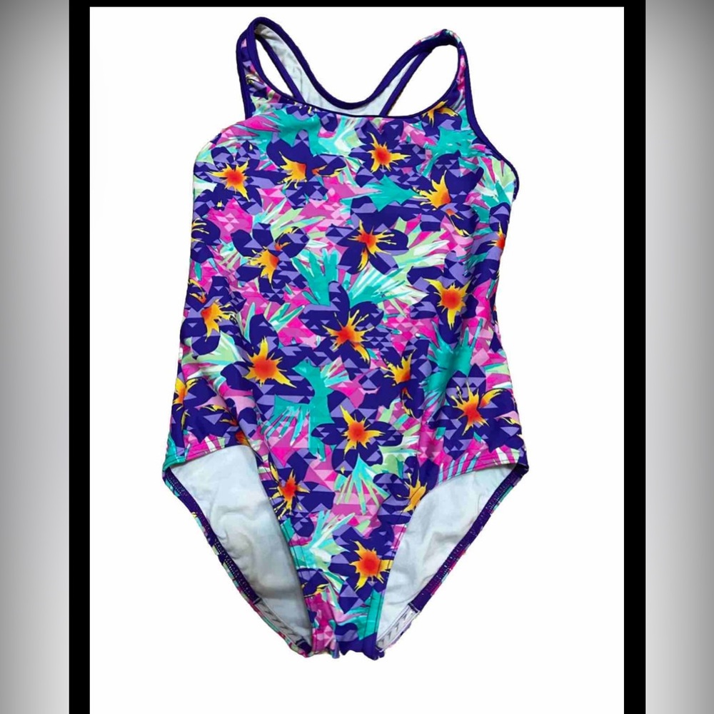 Speedo Girls One Piece Bathing Suit Brightly Colored racerback size 12